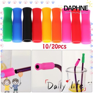 Daphne 10/20 ชิ้น ฝาฟาง บาร์ นํากลับมาใช้ใหม่ได้ สเตนเลส ป้องกันฟัน ดื่มฟาง