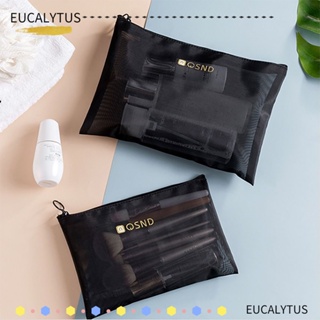 Eutus กระเป๋าเครื่องสําอาง ผ้าตาข่าย ระบายอากาศ สีดํา แข็งแรง ทนทาน พับได้