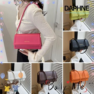 Daphne กระเป๋าสะพายไหล่ หนัง PU ทรงโท้ท แบบพกพา สีพื้น สําหรับผู้หญิง