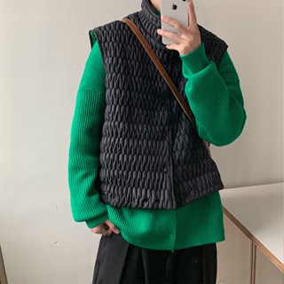 เสื้อกั๊ก คอปก ลายสก๊อต ประดับเพชร สีพื้น สําหรับผู้ชาย