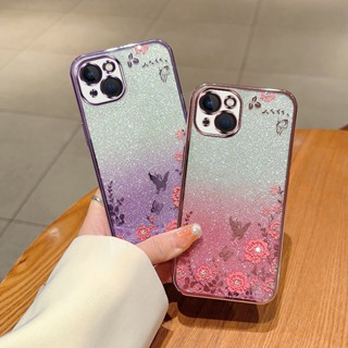 เคสซิลิโคน iPhone เคสไอโฟน13 flower Silicone cases for iPhone13 Deep Purple iPhone 11 pink 11promax 14promax 8plus se2020 se2023 cover 13promax sierra blue 12promax caseiPhone7พลัส 13 xsmax xr xs 12 12Pro cases