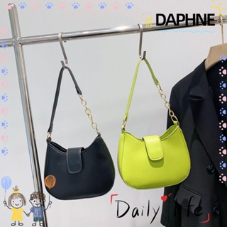 Daphne กระเป๋าสะพายไหล่ หนัง PU ความจุขนาดใหญ่ แบบพกพา สีพื้น สําหรับผู้หญิง