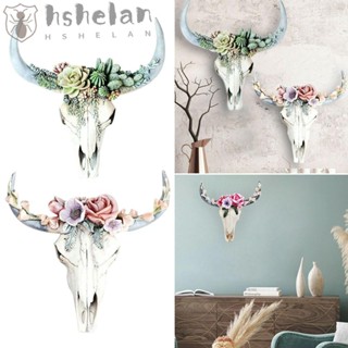 Hshelan รูปปั้นหัววัว กะโหลก DIY สําหรับตกแต่งผนังบ้าน