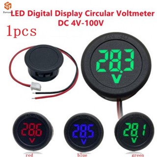 ใหม่ โวลต์มิเตอร์ ทรงกลม ​แผงวัดแรงดันไฟฟ้า DC 5V-100V LED สําหรับรถยนต์