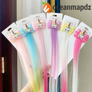 Oceanmapdz กิ๊บติดผมยูนิคอร์น, กิ๊บติดผมไล่ระดับสี สาว การ์ตูน โบ หางม้า, เครื่องประดับผมเลื่อมสังเคราะห์ ที่มีสีสัน บิดเปียทุกวัน