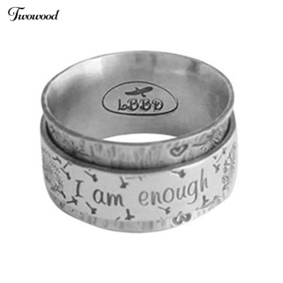 Twowood แหวนคู่รัก ลายตัวอักษร I Am Enough Loyal ของขวัญวันครบรอบ สไตล์เรโทร สําหรับ Unisex