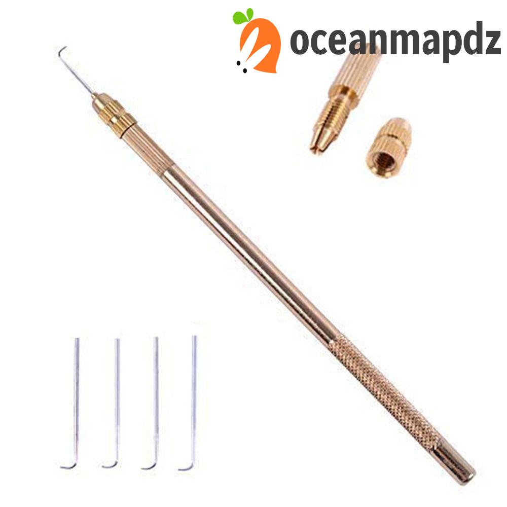 Oceanmapdz ชุดเข็มถักโครเชต์ ลูกไม้ ด้ามจับทองแดง ทนทาน 5 ชิ้น ต่อชุด