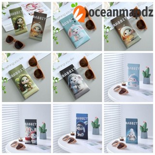 Oceanmapdz กระเป๋าแว่นตา ปิดเอง หนัง PU ลายกระต่าย ตัวอักษรปิดอัตโนมัติ สไตล์เกาหลี น่ารัก สําหรับผู้หญิง / เด็ก