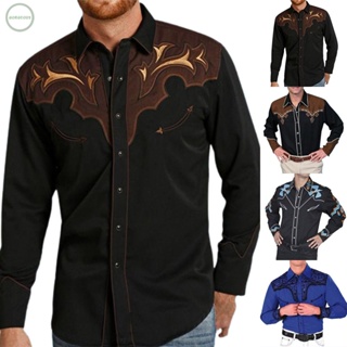 GORGEOUS~Mens Shirts Printed Shirts Tops Western Breathable Button Down Dress Shirt