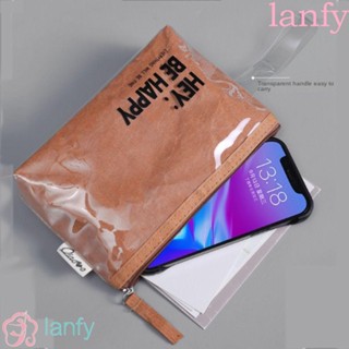 Lanfy กระเป๋าดินสอ กระเป๋าเครื่องเขียน PVC กันน้ํา จุของได้เยอะ มีซิป ขนาดใหญ่