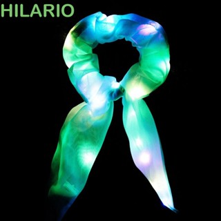 Hilario ยางรัดผม แบบเรืองแสง ริบบิ้น LED ยางรัดผม เครื่องประดับผม โบว์ ผู้หญิง