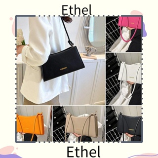 Ethel1 กระเป๋าสะพายไหล่ กระเป๋าถือ หนัง PU สีพื้น แบบพกพา สําหรับสตรี