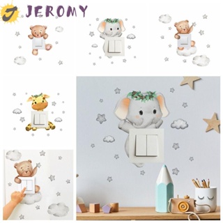 Jeromy สติกเกอร์ติดผนัง ลายการ์ตูนสัตว์ ช้าง ยีราฟ หมี ปลอดสารพิษ กันน้ํา สําหรับเด็ก