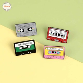 Ahour 90s Music Tape Pin เข็มกลัดเคลือบ สไตล์วินเทจ สําหรับเสื้อผ้าเพื่อน