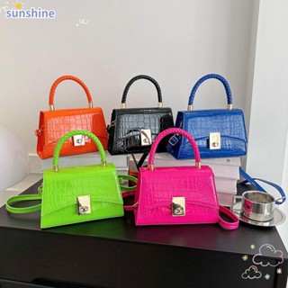 Ssunshine กระเป๋าสะพายไหล่ กระเป๋าเมสเซนเจอร์ หนัง PU สีพื้น แฟชั่นสําหรับผู้หญิง