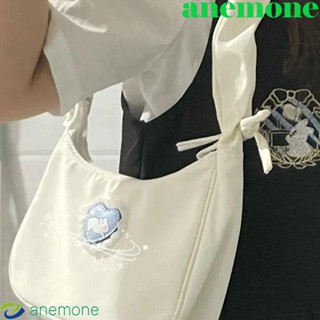 Anemone กระเป๋าใต้วงแขนลําลอง แต่งลูกไม้ ขนาดใหญ่ จุของได้เยอะ สีพื้น สไตล์เกาหลี สําหรับสตรี