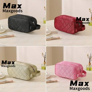 Maxg กระเป๋าเครื่องสําอาง ผ้าไนล่อน แต่งซิป สีพื้น สําหรับผู้หญิง