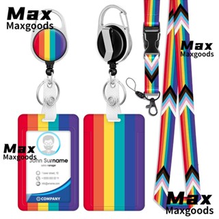 Maxg คลิปหนีบป้ายชื่อ แบบยืดหดได้ สีรุ้ง สําหรับครู ครู กระเป๋า นักเรียน สายคล้องป้ายชื่อ แนวตั้ง สําหรับสํานักงาน