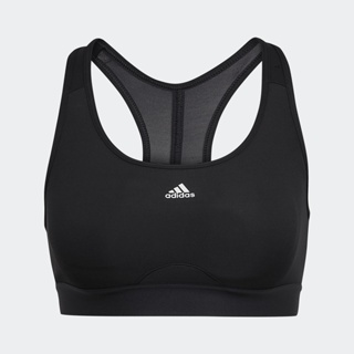 adidas เทรนนิง สปอร์ตบราซัพพอร์ตระดับปานกลาง Powerreact ผู้หญิง สีดำ HC7489