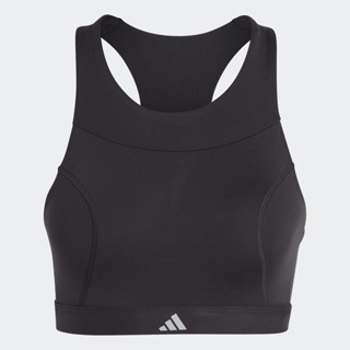 adidas เทรนนิง บราซัพพอร์ตระดับปานกลางสำหรับสวมวิ่ง ผู้หญิง สีดำ HS7258