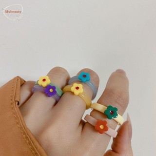Mxbeauty แหวนอะคริลิคใส ลายดอกไม้ เครื่องประดับแฟชั่น สําหรับผู้หญิง