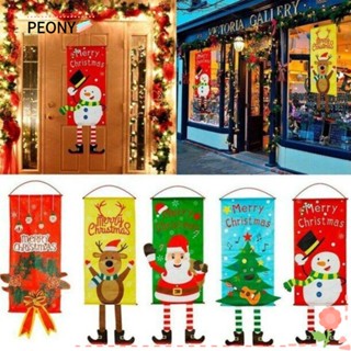 Peonypavilion ธงแบนเนอร์แขวนตกแต่งต้นคริสต์มาส ลายการ์ตูนกวางเอลก์