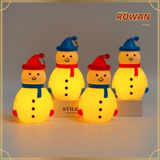 Rowans จี้ไฟ LED พลาสติก ลายการ์ตูนสโนว์แมน สีแดง เรืองแสง สีฟ้า สําหรับแขวนตกแต่งต้นคริสต์มาส