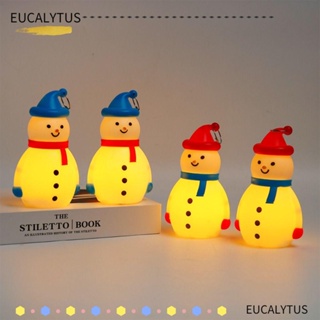 Eutus จี้ไฟ LED พลาสติก รูปสโนว์แมน สีแดง สีฟ้า สําหรับแขวนตกแต่งต้นคริสต์มาส