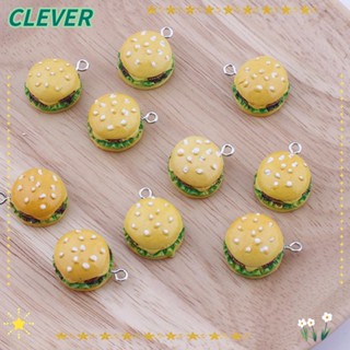 Clever จี้เรซิ่น รูปแฮมเบอร์เกอร์น่ารัก ขนาดเล็ก สําหรับตกแต่งบ้านตุ๊กตา 20 ชิ้น