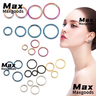 Maxg ต่างหูห่วงบิด สีดํา ทอง เงิน น้ําเงิน หลากสี สเตนเลส ฮักกี้ ห่วง ต่างหู แหวนลิป จมูก จมูก กะบัง