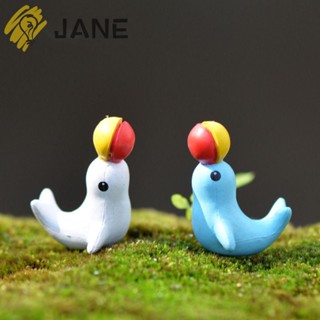 Jane ฟิกเกอร์ปลาโลมา พลาสติก เรซิน ขนาดเล็ก สีฟ้า สีขาว สําหรับตกแต่งกระถางต้นไม้ DIY 12 ชิ้น