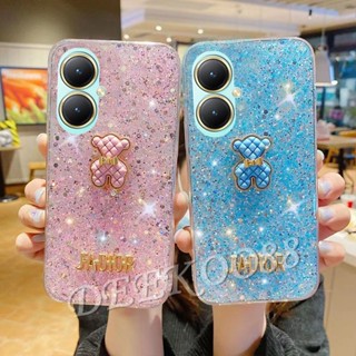 พร้อมส่ง เคสโทรศัพท์มือถือ TPU นิ่ม กันกระแทก ปิดด้านหลัง ลายหมีน่ารัก ประดับกลิตเตอร์ วิบวับ สําหรับ VIVOV29 VIVOY27 VIVO V29 V27 V27e Y27 Y36 Y78 Y02T Y02A 4G 5G