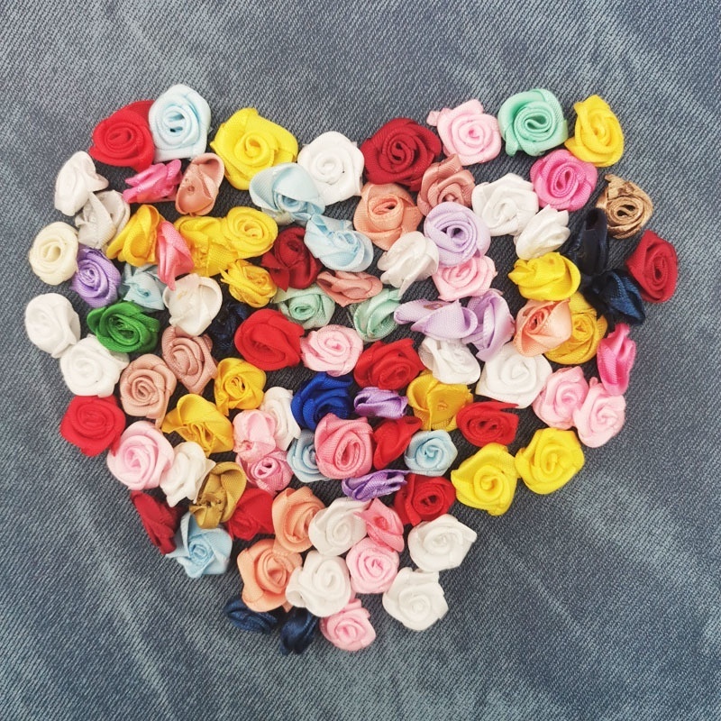 (100 ชิ้น / ถุง) ขนาด 15 มม. คละสี กุหลาบขนาดเล็ก มินิ แฮนด์เมด DIY หัวกุหลาบ แต่งงาน ชุดแต่งงาน ที่คาดผม ตกแต่งงานแต่งงาน