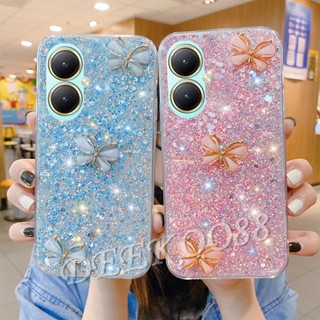 ใหม่ เคสโทรศัพท์มือถือ TPU นิ่ม ปิดด้านหลัง ลายผีเสื้อน่ารัก ประดับกลิตเตอร์ คริสตัล วิบวับ หรูหรา สําหรับ VIVOV29 VIVOY27 VIVO V29 V27 V27e Y27 Y36 Y78 Y02T Y02A 4G 5G 2023