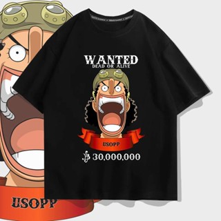 เสื้อยืดแขนสั้น เปิดไหล่ ทรงหลวม ลายการ์ตูนอนิเมะ One Piece Usop แฟชั่นฤดูร้อน สไตล์ญี่ปุ่น สําหรับผู้ชาย และผู้หญิง