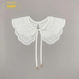 Suair Ruffles ผ้าคลุมไหล่ ผ้าตาข่าย แต่งลูกไม้ สีขาว ถอดออกได้ สําหรับนักเรียน