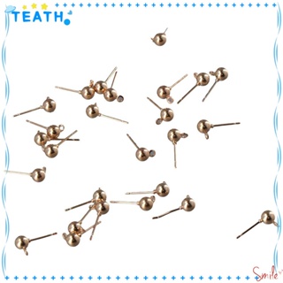 Teath ต่างหูสตั๊ด ทรงกลม 100 ชิ้น พร้อมห่วงกลม แบบเปลี่ยน DIY 100 ชิ้น