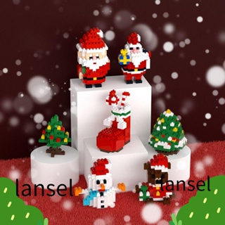 Lansel โมเดลฟิกเกอร์พลาสติก รูปการ์ตูนซานตาคลอส สโนว์แมน ขนาดเล็ก ของขวัญคริสต์มาส สําหรับตกแต่งบ้าน