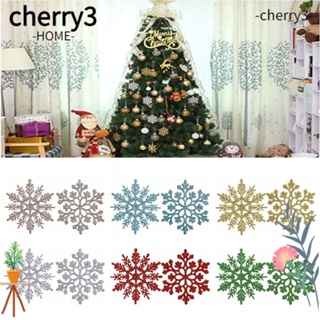 Cherry3 ขายดี เกล็ดหิมะพลาสติก หลากสี 10 ซม. สําหรับตกแต่งปาร์ตี้คริสต์มาส 24 ชิ้น