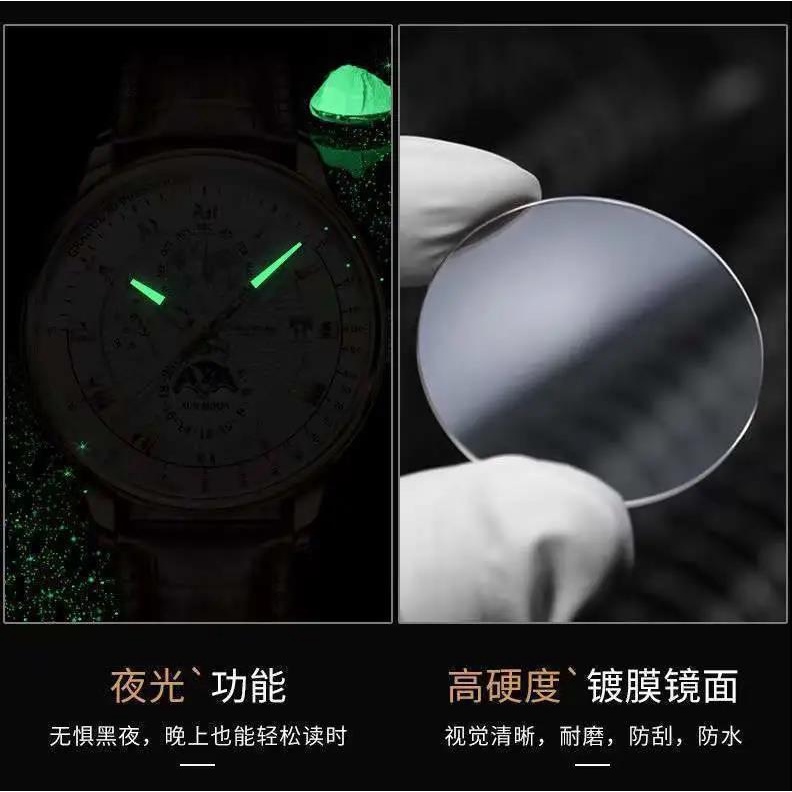 Patek eggplant 908 นาฬิกาข้อมือ เรืองแสง กันน้ํา สําหรับผู้ชาย