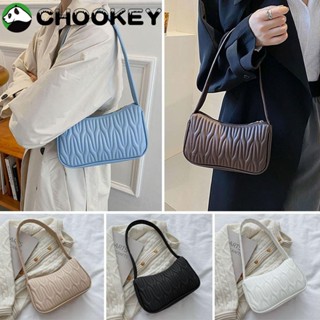 Chookey กระเป๋าสะพายไหล่ หนัง PU สีพื้น แฟชั่นสําหรับสตรี