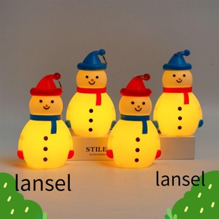 Lansel โคมไฟ LED พลาสติก ลายการ์ตูนสโนว์แมน คริสต์มาส เรืองแสง สีแดง สีฟ้า สําหรับเด็ก