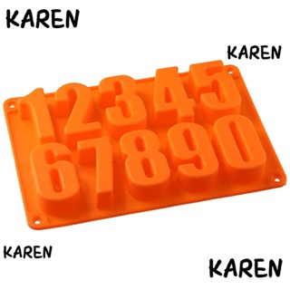 Karen แม่พิมพ์ซิลิโคน ทรงสี่เหลี่ยมผืนผ้า ลายตัวอักษร ตัวเลข 8.6x5.9 นิ้ว สําหรับทําเค้ก บิสกิต คุกกี้ 2 ชิ้น