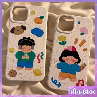 Pingcoo - เข้ากันได้สำหรับ เคส iphone 11 เคสไอโฟน เคสไอโฟน11 กรณีเป็นมิตรกับสิ่งแวดล้อมสีขาวกรณีนุ่มป้องกันการกระแทกน่ารักการ์ตูนคู่เด็กสาวเข้ากันได้กับ iPhone 14 PRO MAX 13 PRO MAX 12 PRO MAX XR XS 7Plus 8 PLUS