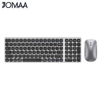 Jomaa Slim 2.4G USB ชุดเมาส์คีย์บอร์ดไร้สาย มัลติมีเดีย คีย์บอร์ดบลูทูธ เมาส์คอมโบ สําหรับแล็ปท็อป คอมพิวเตอร์