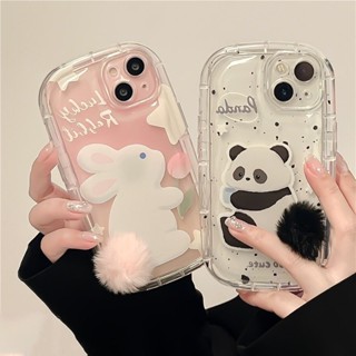 เคสโทรศัพท์มือถือซิลิโคน TPU ลายแพนด้า ขนกระต่าย สําหรับ Realme 10 5S 5 5i 9i C17 7i C11 2021 C21Y C30 C30S C33 C31 C35 C15 C21 C25 C20 C3