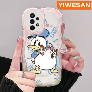 เคสโทรศัพท์มือถือ ซิลิโคนใส กันกระแทก ลายการ์ตูนโดนัลด์ดั๊ก เวฟบอร์เดอร์น่ารัก สีครีม สําหรับ Samsung galaxy A22 4G A22 5G M22 A21s A23 A24