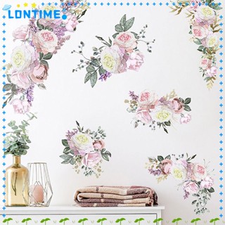 Lontime สติกเกอร์ติดผนัง ลายดอกไม้ ดอกโบตั๋น อุปกรณ์เสริม สําหรับตกแต่งบ้าน