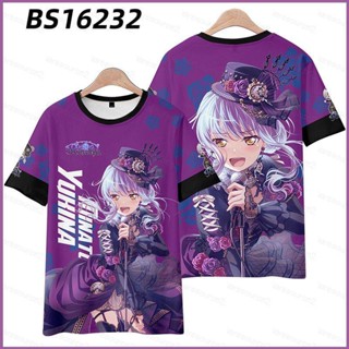 Sq2 BanG Dream Roselia เสื้อยืดแขนสั้น กางเกงขาสั้น คอสเพลย์ ลายการ์ตูนอนิเมะ Haori Kimon 3D แฟชั่น สําหรับผู้หญิง