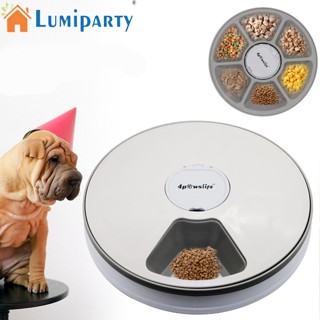 Lumiparty ชามให้อาหารสัตว์เลี้ยง แบบอัตโนมัติ 6 ช่อง พร้อมเสียงเตือน ตั้งเวลาได้ 24 ชั่วโมง อุปกรณ์เสริม สําหรับสัตว์เลี้ยง สุนัข